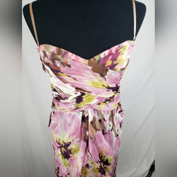 NWT Guess By Marciano Floral Pink & Brown Spagetti Strap Women's Maxi Dress Sz L - Picture 2 of 11